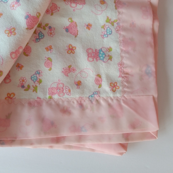 Vintage NOS New Old Stock Cotton Flannel Baby Blanket - Picture 4 of 4